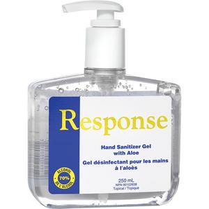 Response® Hand Sanitizer Gel with Aloe - 70%, Pump Bottle, 250 ml, Unscented, 70% Ethyl Alcohol