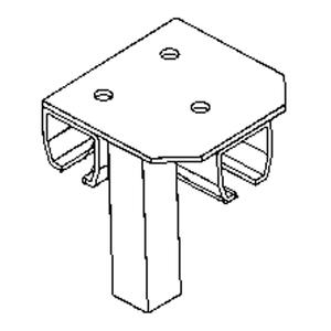Floor Mount Curtain Partition Connector - 3-Way T-Connector
