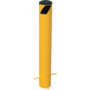 Pour-In-Place Bollards - 5-9/16", 5-9/16", 35", Yellow, Steel, 5.5"