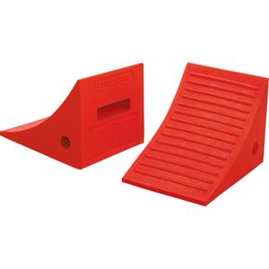 General Purpose Wheel Chocks - Polyurethane, 35", 8", High visibility orange, 11-1/4", 8-1/4"