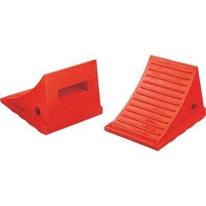 General Purpose Wheel Chocks - Polyurethane, 32", 7-1/2", High visibility orange, 8-1/2", 6-1/4"