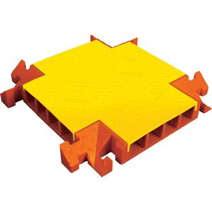 Linebacker® 4-Channel General Purpose Cable Protector - 4-Way Connector - Yellow Lid, Orange Ramps, 90° 4-Way Cross, 25.5" L x 24" W x 4" H, 3"