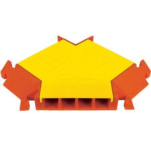 Linebacker® 4-Channel General Purpose Cable Protector - "Y" Connector - Yellow Lid, Orange Ramps, 45° "Y" Connector, 24" L x 24" W x 3.9" H, 3"