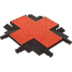 Guard Dog® 5-Channel Heavy Duty Cable Protector - 4-Way Connector - Orange Lid, Black Ramps, 90° 4-Way Cross, 28.5" L x 19.75" W x 1.875" H, 1.339"