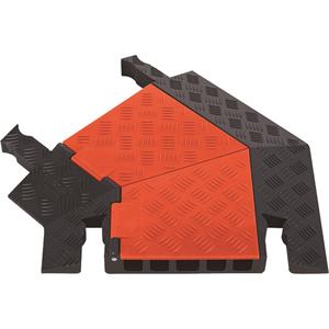 Guard Dog® 5-Channel Heavy Duty Cable Protector - Left Turn - Orange Lid, Black Ramps, 45° Left Turn, 24.5" L x 19.75" W x 1.875" H, 1.339"