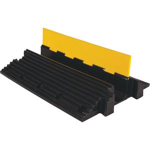 Yellow Jacket® Heavy Duty Cable Protector - 1, 36", 26.75", 5.875", 5", 5", 9,435 lbs. (4.7 tons), 18,870 lbs. (9.4 tons), Yellow Lid, Black Ramps, Dog Bone
