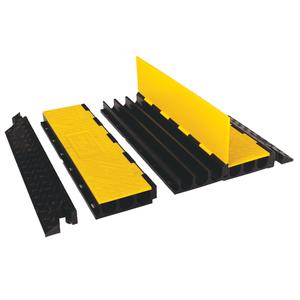 Yellow Jacket® Cable Protector System - 3, 36", 18.5", 3", 2.25", 2.25", 14210 lbs. (7.105 tons), 28420 lbs. (14.21 tons), Dog bone connector, Polyurethane, Yellow lid and black base