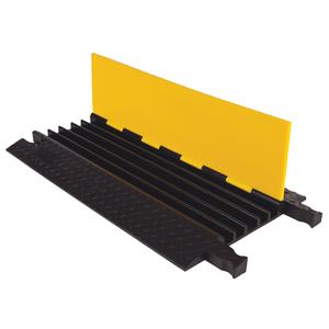 Yellow Jacket® Heavy Duty Cable Protector - 5, 36", 19.75", 1.875", 1.375", 1", 16,300 lbs. (8.15 tons), 32,600 lbs. (16.3 tons), Yellow Lid, Black Ramps, Dog Bone