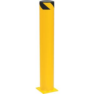 Safety Pipe Bollard - 6-5/8", 6-5/8", 42", Yellow, Steel, 8" x 8", 7/8" x 1-1/4"