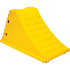 Wheel Chocks with Rubber Tread - Polyurethane, 46", 11-1/4", Yellow, 21", 12-1/4", Rubber Pad
