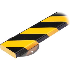 WPK-S Profile 1M Surface Protection Bumper Guard Wall Protection Kit - 3.33', Black & Yellow, 0.20” x 1.57” (5mm x 40mm) Stainless Steel Hex Head Screws with 2” Nylon Expansion Plugs