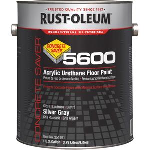 Concrete Saver 5600 System Acrylic Urethane Floor Paint - Gallon, Grey, 1 gal., 1 gal., High-Gloss, Silver Grey, Safety Green, Safety Orange, Safety Red, White, 2 years, 170-270 sq.ft./gal. (4.2-6.6 m²/l)