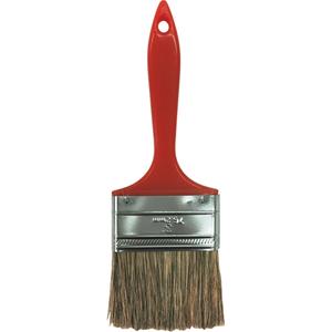 Industrial Grey Bristle Paint Brush - 3", Plastic, Bristle, 1/2", 2-1/4", Flat Straight, All paints and coatings, Red, 9"