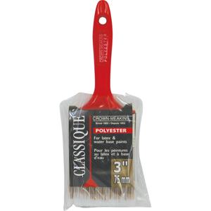 Classic Paint Brush - 3", Plastic, Polyester, 11/16", 2-3/4", Flat Straight, Latex/water based paints, Red, 9-1/2"