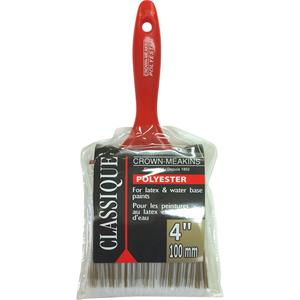 Classic Paint Brush - 4", Plastic, Polyester, 11/16", 3", Flat Straight, Latex/water based paints, Red, 10-1/2"