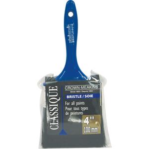 Classic Paint Brush - 4", Plastic, Bristle, 11/16", 3", Flat Straight, Oil based paints, stains and varnishes, Blue, 10''