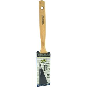 Crown Pro Straight Paint Brush - 1-1/2", Wood, Bristle, 7/16", 2-1/2", Angular, Oil based paints, stains and varnishes, 11-3/8", 2-1/2"