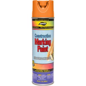 Construction Marking Paint - Aerosol Can, Fluorescent Orange, 20 oz., 17 oz., Fluorescent Orange