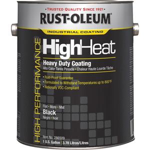 Heavy-Duty High Heat Coating - Gallon, Black, Black, Aluminum, 1 gal., 1 gal., Very Flat