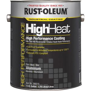 High Performance High Heat Coating - Gallon, Silver/Aluminum, Aluminum, Black, 1 gal., 1 gal., Very Flat, Aluminum