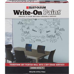 Write-On Paint® Dry-Erase Surface Paint - Kit, Clear, Clear, 710 ml, 473 ml, 710 ml, Semi-Gloss, 4.6 m²