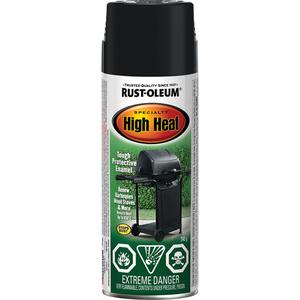 Specialty High Heat Enamel Spray Paint - Aerosol Can, Black, Black, White, 290 g, Satin