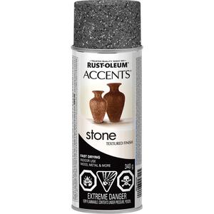 Accents® Stone Creations Spray Paint - Aerosol Can, Grey, Grey Stone, Sienna Stone, Black Granite, Bleached Stone, Granite Stone, Mineral Brown, 340 g, Textured, Grey Stone