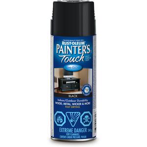 Painter's Touch® Multi-Purpose Brush-On Paint - Aerosol Can, Black, 340 g, Semi-Gloss, Black, White