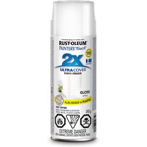 Painter's Touch® Ultra Cover Paint - Aerosol Can, White, 340 g, Gloss, White, Apple Red, Black, Clear, Colonial Red, Dark Grey, Kona Brown, Real Orange, Sun Yellow, Brilliant Blue, Hunter Green, Almond Beige