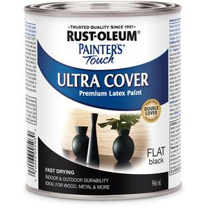 Painter's Touch® Multi-Purpose Brush-On Paint - Can, Black, 946 ml, 946 ml, Very Flat, Black