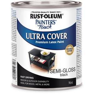Painter's Touch® Multi-Purpose Brush-On Paint - Can, Black, 946 ml, 946 ml, Semi-Gloss, Black, White