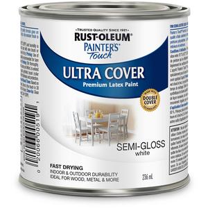 Painter's Touch® Multi-Purpose Brush-On Paint - Can, White, 236 ml, 236 ml, Semi-Gloss, White