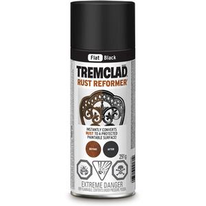 Tremclad® Rust Reformer & Cover Up - Aerosol Can, Black, 291 g, Very Flat, Black