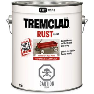 Tremclad® Oil Based Rust Paint - Gallon, White, 3.78 L, 3.78 L, Very Flat, White, Black, Leather Brown