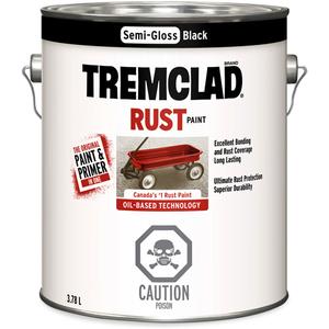 Tremclad® Oil Based Rust Paint - Gallon, Black, 3.78 L, 3.78 L, Semi-Gloss, Black, White