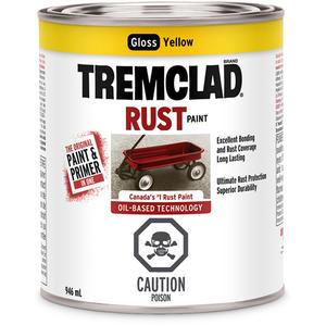 Tremclad® Oil Based Rust Paint - Can, Yellow, 946 ml, 946 ml, Gloss, Yellow, Real Orange, Aluminum, Brown, Clear, Dark Blue, Fire Red, Green, Grey, Light Grey, Medium Blue, Recreational White, Regal Red