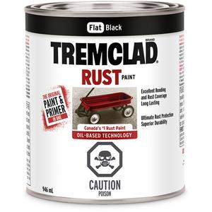 Tremclad® Oil Based Rust Paint - Can, Black, 946 ml, 946 ml, Very Flat, Black, Grey, Leather Brown, White