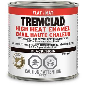 Tremclad® High Heat Enamel - Can, Black, 237 ml, 340 g, 946 ml, 237 ml, Very Flat, Black