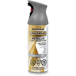 Universal® Spray Paint - Aerosol Can, Grey, 312 g, Flat/Metallic, Antique Nickel Grey, Soft Iron, Antique Nickel