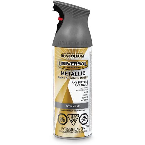 Universal® Spray Paint - Aerosol Can, Grey, 312 g, Satin, Satin Nickel, Satin Nickel