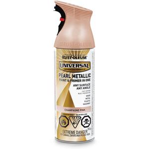 Universal® Pearl Paint & Primer In One Spray Paint - Aerosol Can, Pink, 312 g, Metallic, Champagne Pink, Champagne Pink