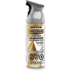 Universal® Paint & Primer In One - Aerosol Can, Grey, 340 g, Hammered, Antique Pewter, Antique Pewter