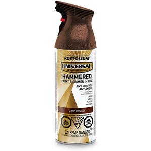Universal® Paint & Primer In One - Aerosol Can, Bronze, 340 g, Hammered, Dark Bronze, Dark Bronze