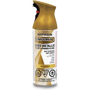 Universal® Aged Spray Paint - Aerosol Can, Gold, 312 g, Metallic, Vintage Gold, Vintage Gold