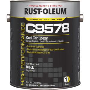 C9578 System Coal Tar High Solids Epoxy Base Component - Gallon, Black, Black, 1 gal., 1 gal., Very Flat