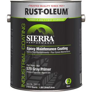 Sierra Performance™ S70/S71 Water-Based Epoxy Acrylic Primer - Gallon, Grey, Grey, White Brush Enamel, White, 1 gal., 1 gal., Very Flat, 30 Minutes