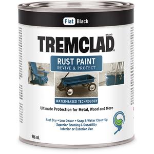 Tremclad® Water-Based Rust Paint - Can, Black, Black, White, Grey, 946 ml, 946 ml, Very Flat