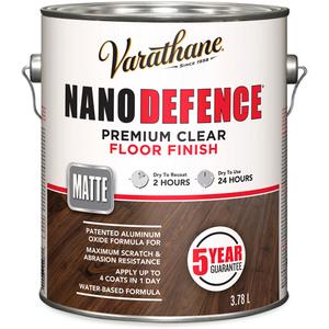 Varathane® Nano Defence® Premium Floor Finish - Gallon, 3.78 L, 946 ml, 3.78 L, Matte, Clear, Clear, 5 Year Performance Guarantee