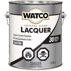 Watco® Lacquer Wood Finish - Gallon, 3.78 L, 319 g, 946 ml, 3.78 L, Satin, Clear, Clear, 30 Minutes