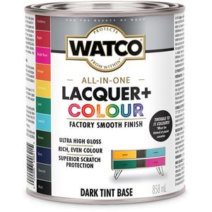 Watco® All In One Lacquer + Colour Dark Tint Base - Can, 946 ml, 858 ml, High-Gloss, Dark Tint Base, Light Tint Base